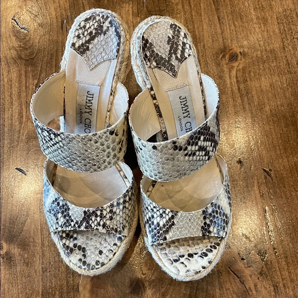 JIMMY CHOO Brown Snakeskin Sandal Espadrilles 36 - Picture 4 of 6